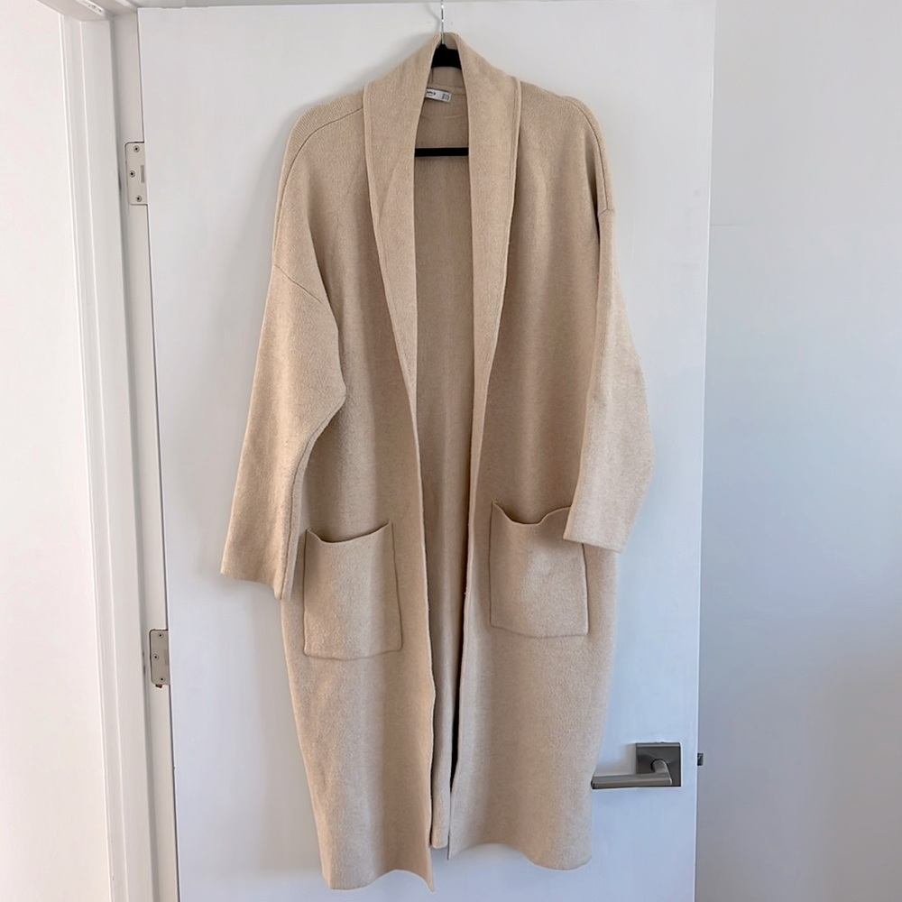 Mango long cardigan coat | blush color | size S-M